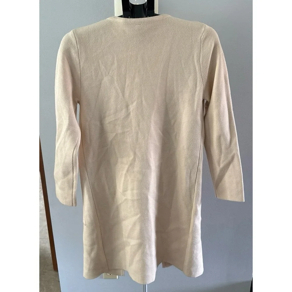Women's Cream Long Open  Cardigan‎ 2 large front pockets size small